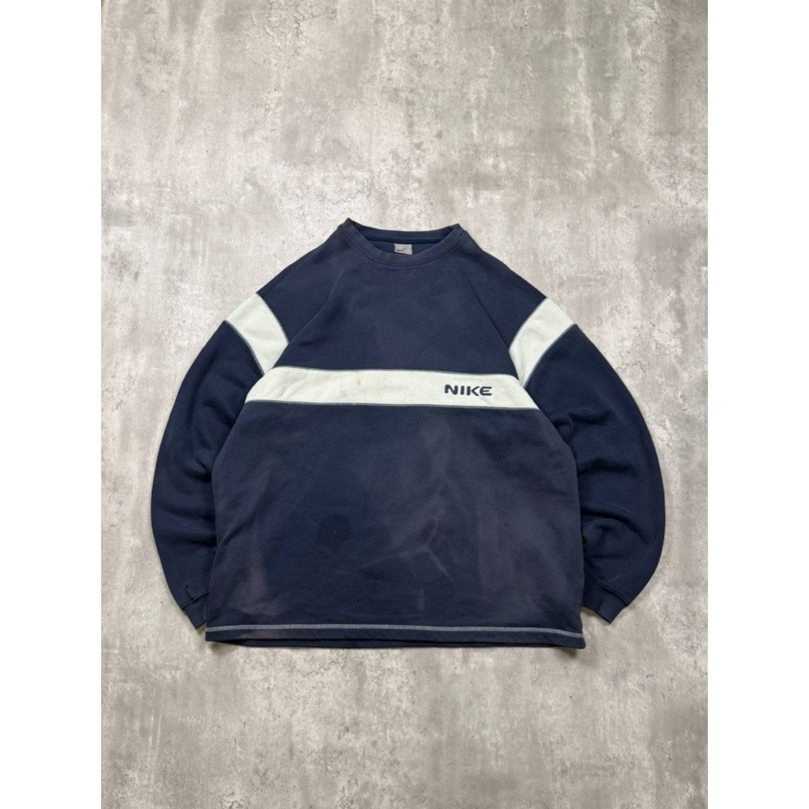 Vintage Nike Embroidered Tech Spellout Striped Crewneck Sweatshirt Size Large