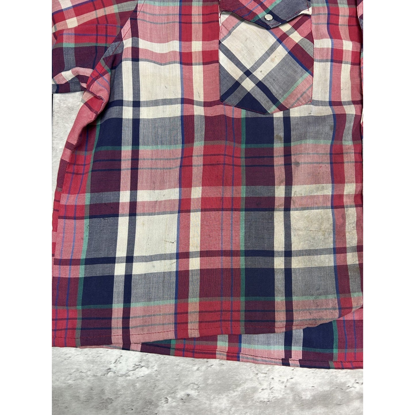 Vintage 90s Wrangler Pearl Snap Plaid Reworked Cropped Button Up Shirt Sz 2XL