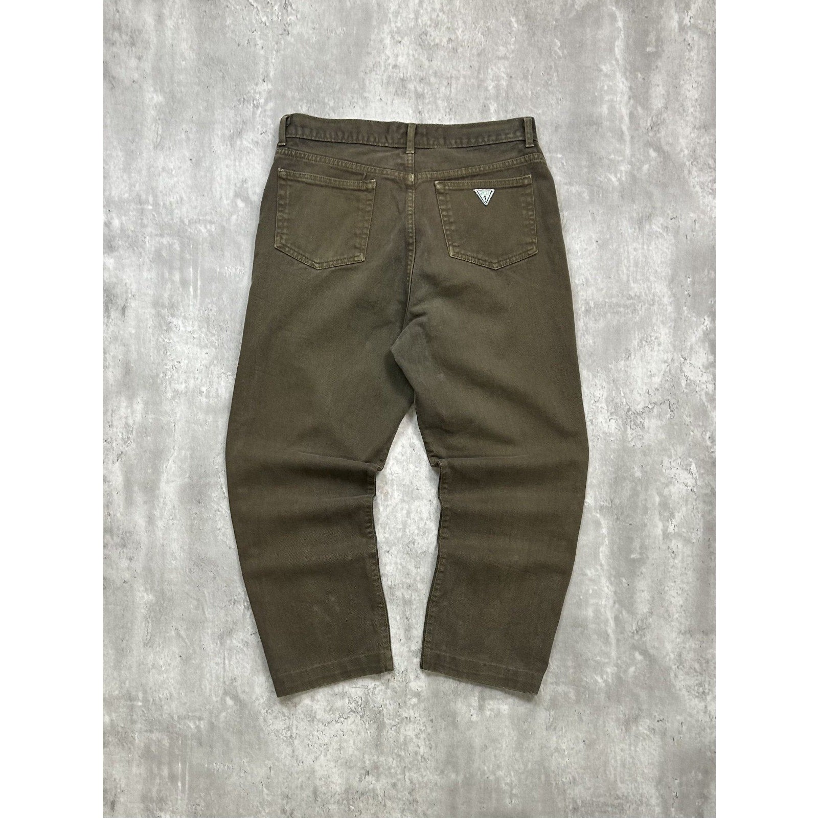 Vintage 90s Guess Jeans Baggy Fit Green Denim Pants Size 34