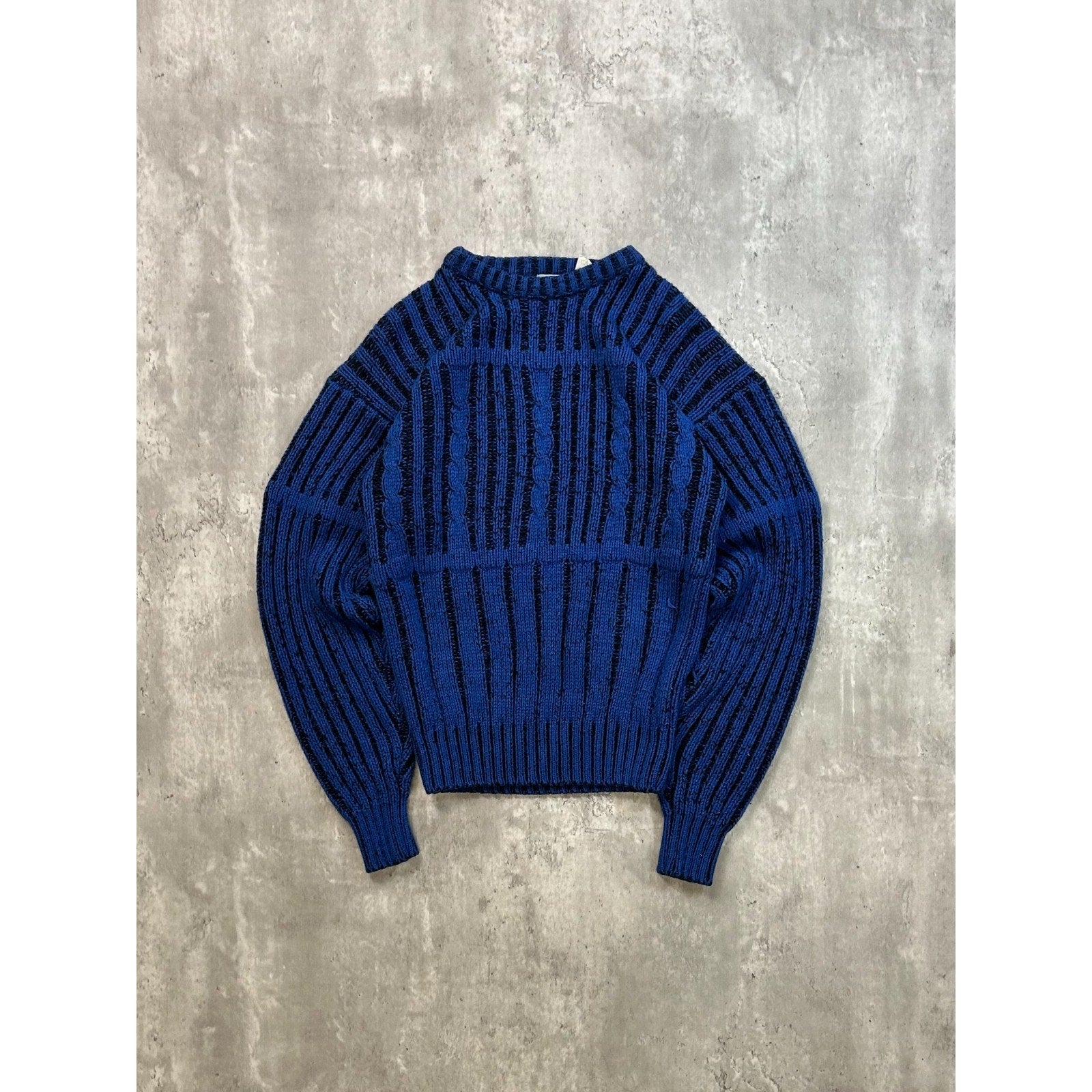 Vintage 90s Abstract Striped Pullover Ribbed Knit Sweater Size Small