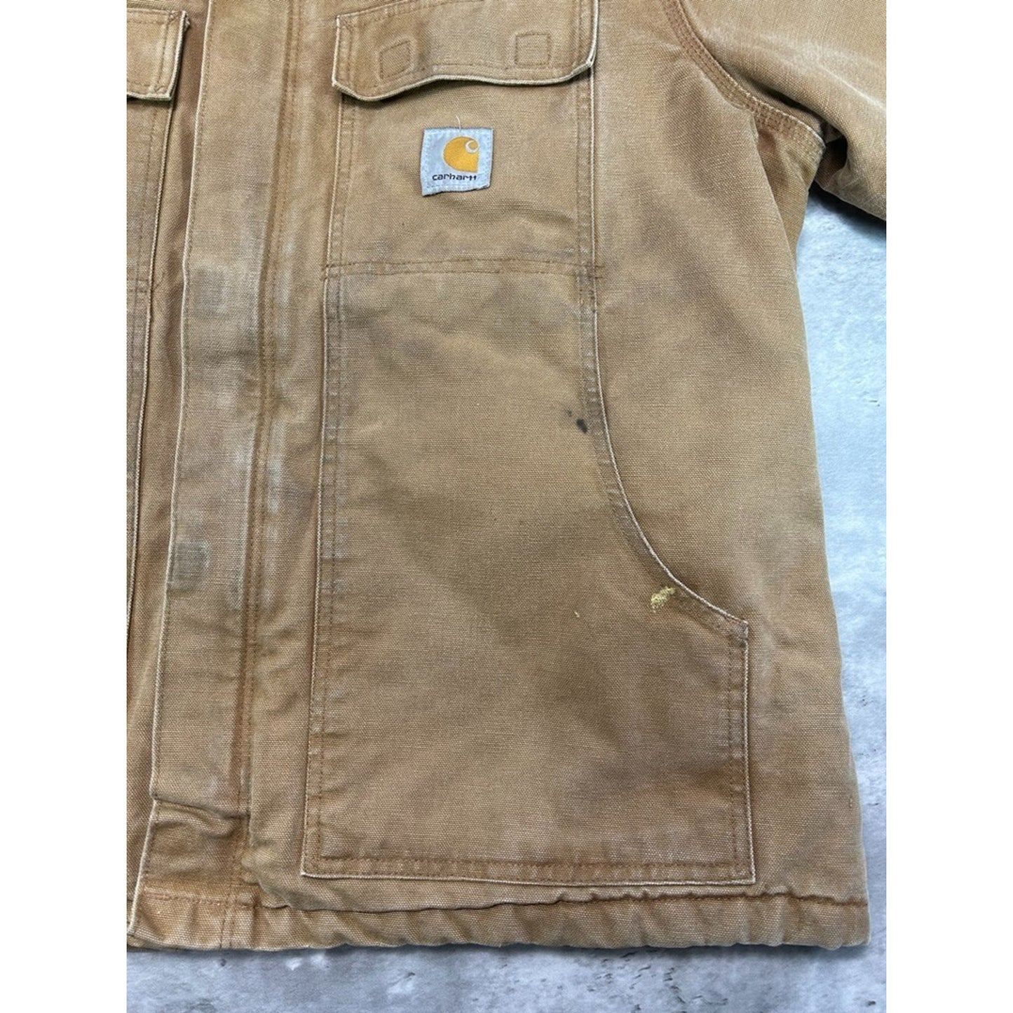 Vintage Carhartt Insulated Canvas Workwear Arctic Jacket Size XL Beige