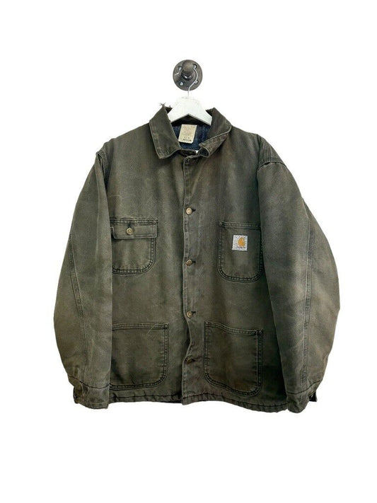 Vintage 90s Carhartt Blanket Lined Workwear Chore Jacket Size Medium CB142