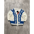 1970s He Shoots He Scores Hockey Graphic Knit Cardigan Sweater Size Medium