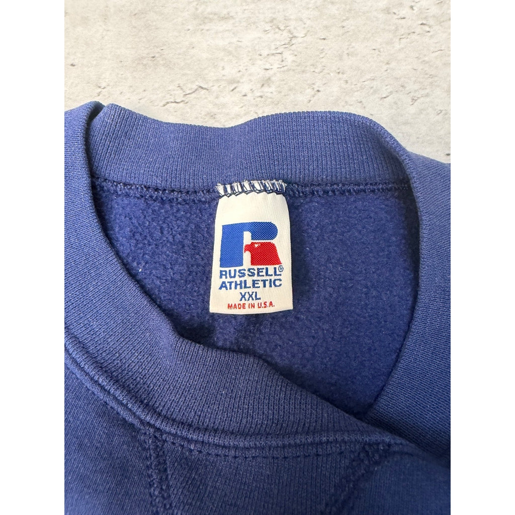 Vintage 90s Russell Athletics Blank Pullover Blue Crewneck Sweatshirt Size 2XL