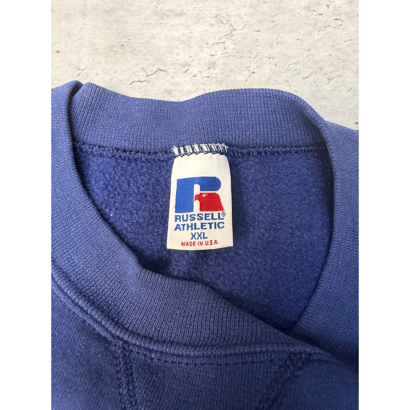 Vintage 90s Russell Athletics Blank Pullover Blue Crewneck Sweatshirt Size 2XL