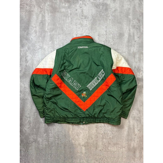 Vintage 90s Miami Hurricanes NCAA Insulated Full Zip Starter Jacket Size XL