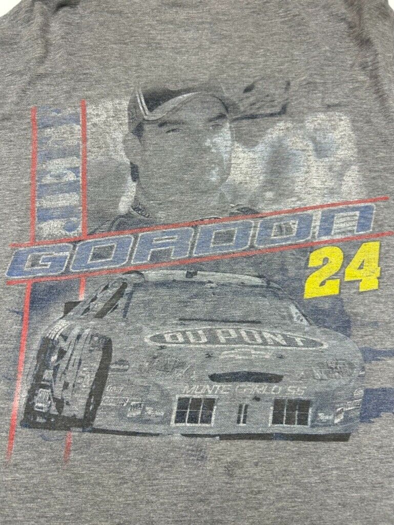 Vintage Y2K Jeff Gordon #24 Nascar Racing Graphic T-Shirt Size Medium Gray