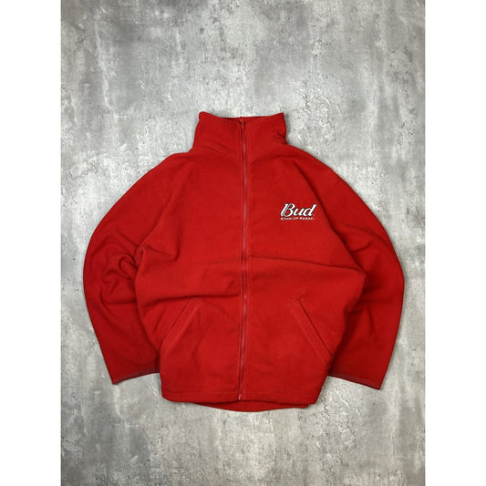 Vintage Budweiser Racing Team King Of Beers Fleece Sweatshirt Size XL Red