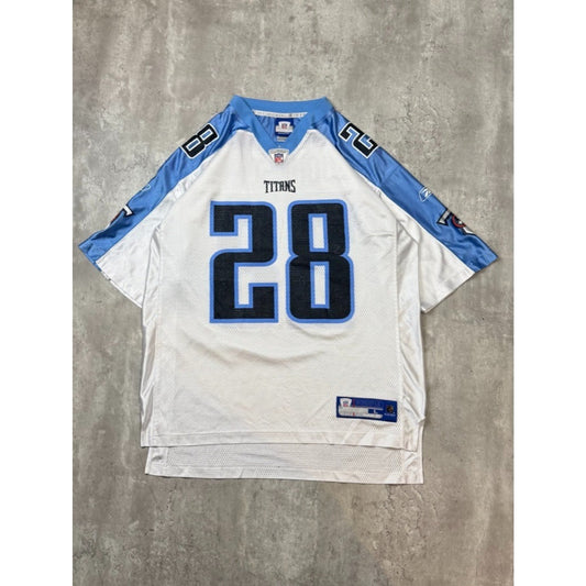 Vintage Chris Johnson #28 Tennessee Titans NFL Reebok Football Jersey Size Large