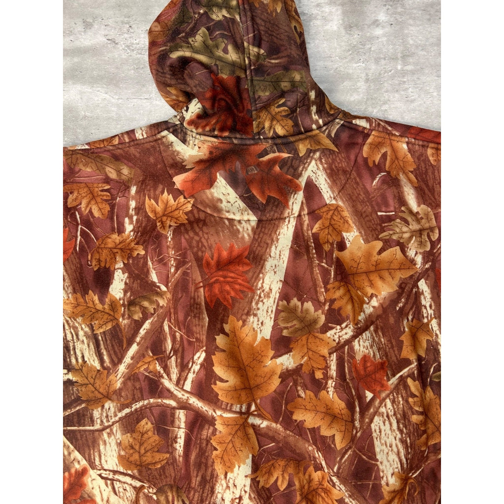 Vintage 90s Fall Tree Camo Full Zip Hooded Hunting Jacket Size XL
