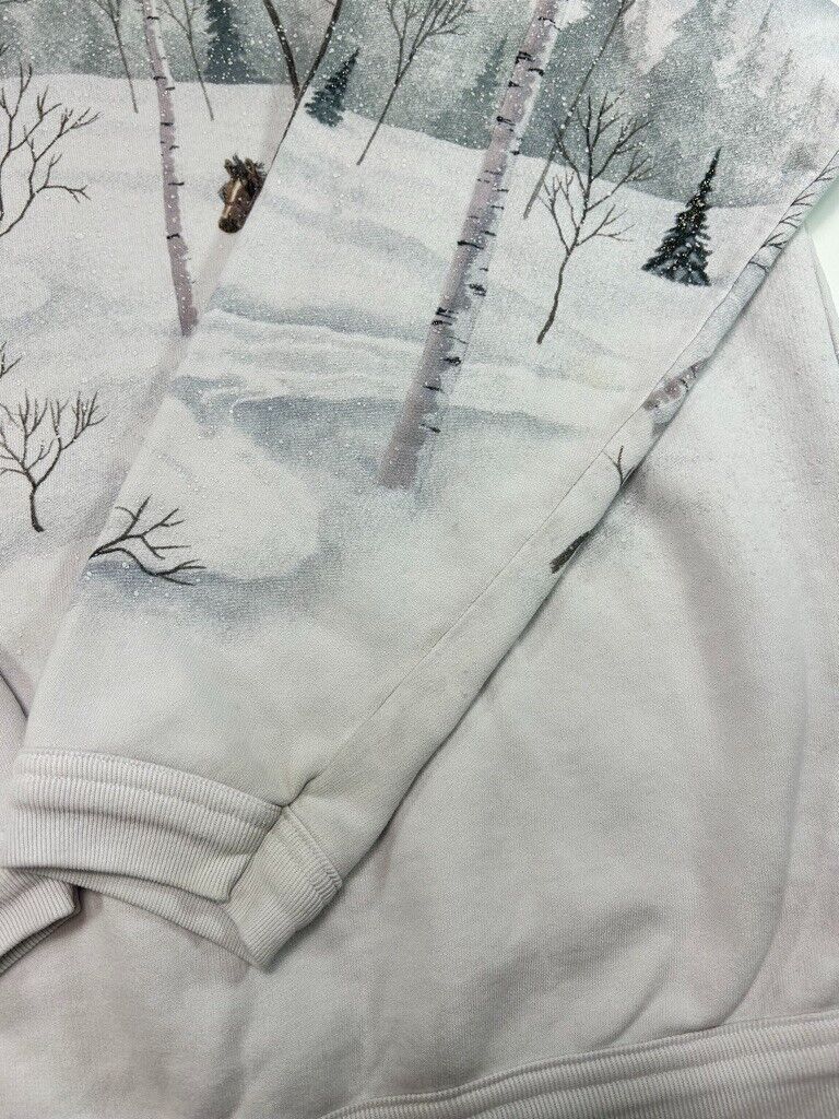 Vintage 90s Winter Landscape All Over Print Crewneck Sweatshirt Size Large