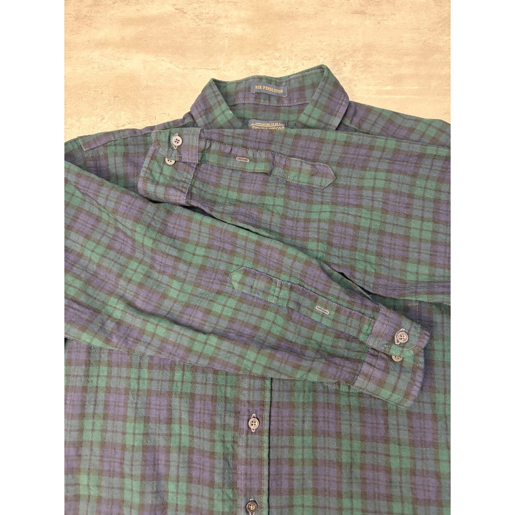 Vintage Pendleton Single Pocket Plaid Print Long Sleeve Button Up Shirt Size XL