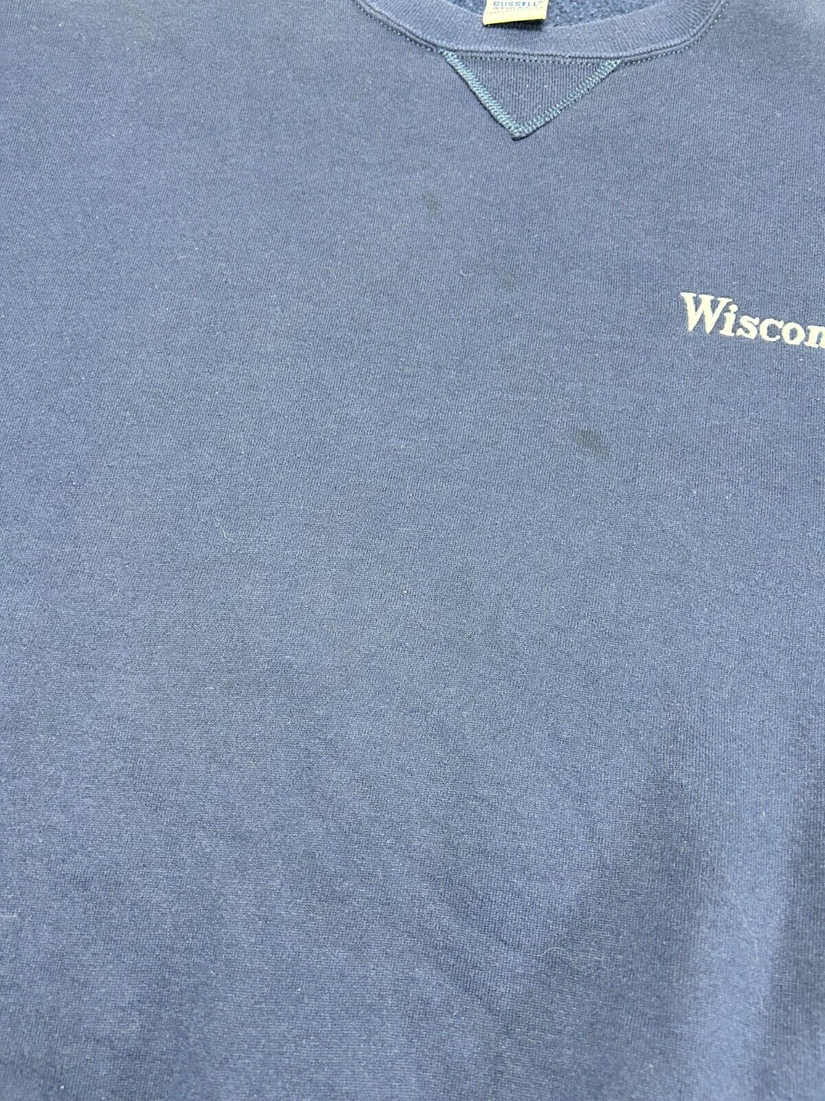 Vintage 90s Wisconsin Embroidered Spell Out Pull Over Sweatshirt Size Large