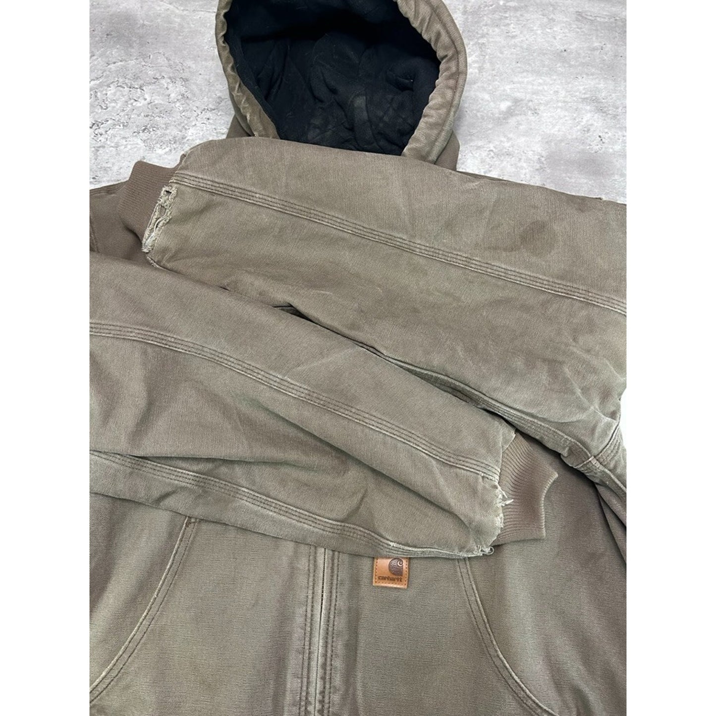 Vintage Carhartt Insulated Canvas Workwear Hooded Active Jacket Size XL