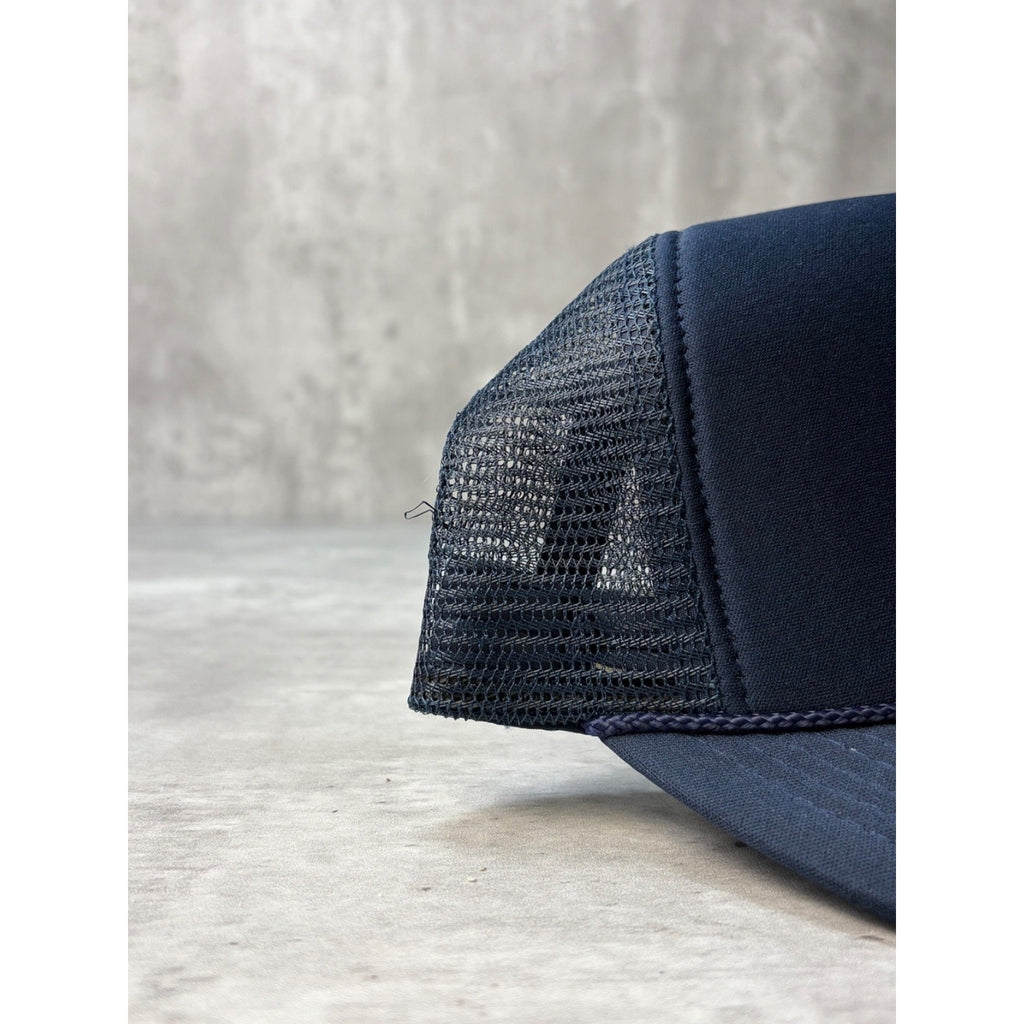 Vintage 1980s Blank Navy Blue Foam Trucker Snapback Hat OSFA