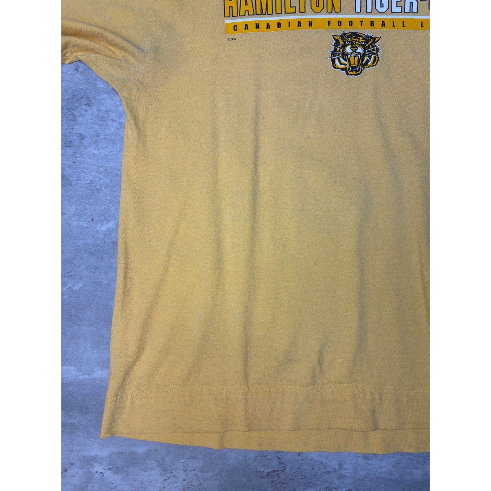 Vintage 2001 Hamilton Tiger Cats CFL Spellout Graphic Football T-Shirt Sz Large