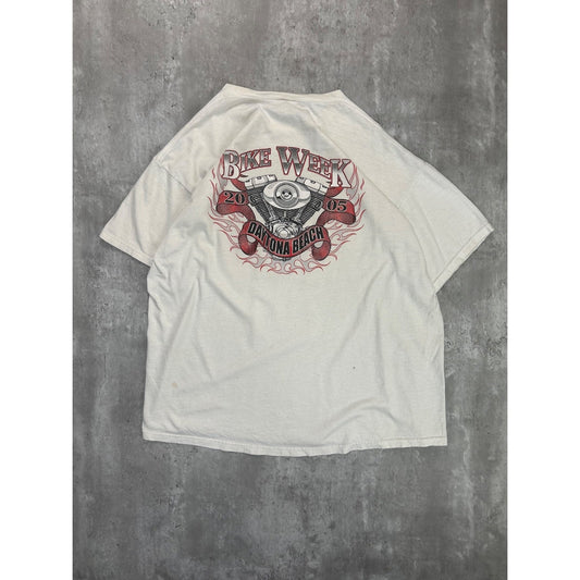 Vintage 2005 Daytona Bike Week Skull Graphic T-Shirt Size XL White