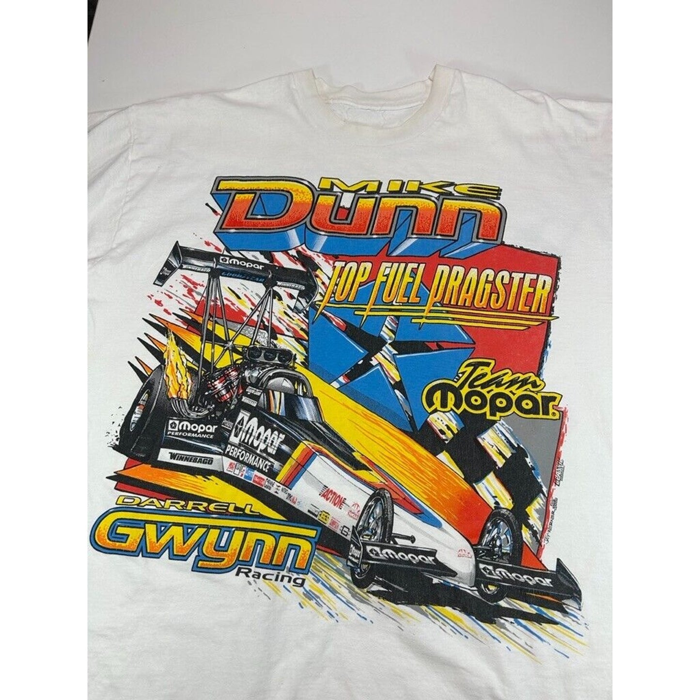 Vintage 90s Mike Dunn Top Fuel Dragster Big Racer Graphic T-Shirt Size XL