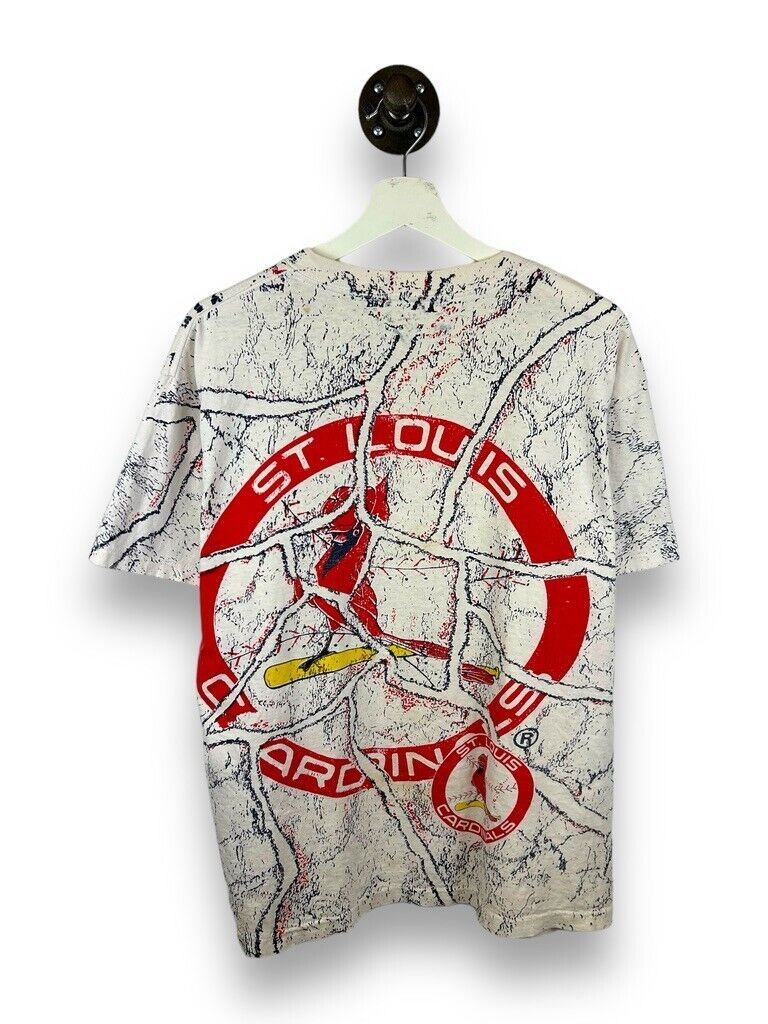 Vintage 1999 St Louis Cardinals MLB Shattered Graphic AOP T-Shirt Size Large 90s