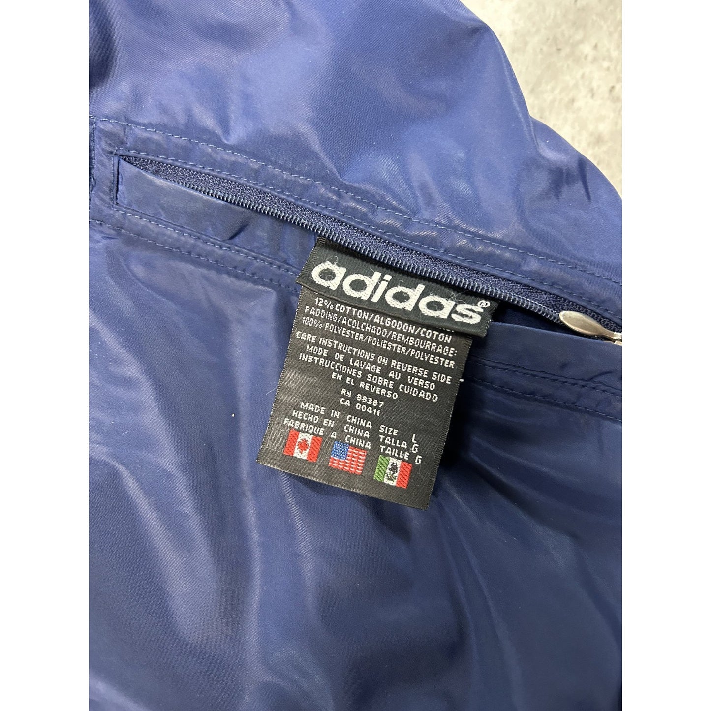 Vintage 90s Adidas Insulated Full Zip Hooded Reversible Jacket Size Large