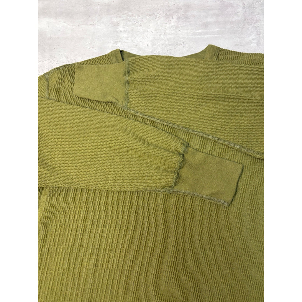 Vintage Green Thermal Long Sleeve T-Shirt Size Large