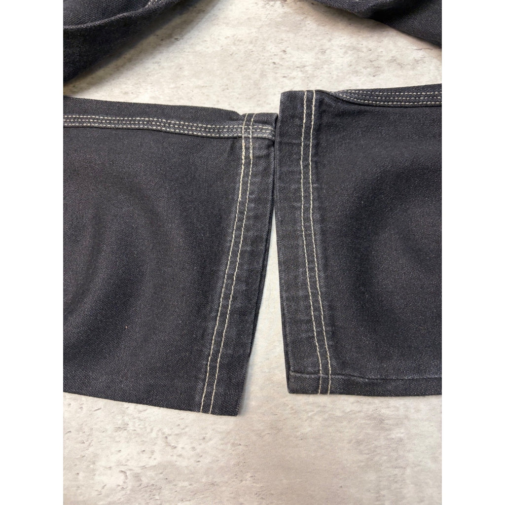 Vintage Y2K Womens Johnny Blaze Embroidered Script Black Wash Denim Pants