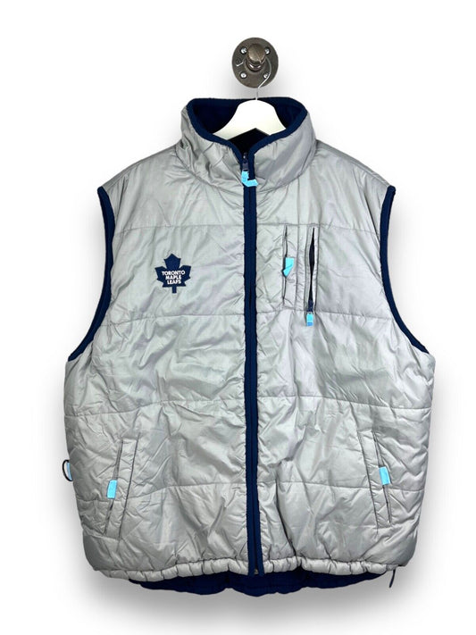 Vintage Toronto Maple Leafs Reversible Insulated Fleece Vest Jacket Size Large