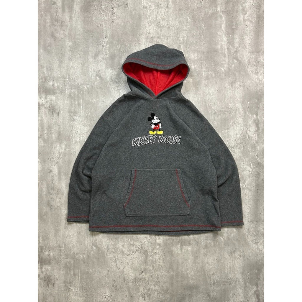 Vintage Disney Mickey Mouse Embroidered Fleece Hooded Sweatshirt Size XL