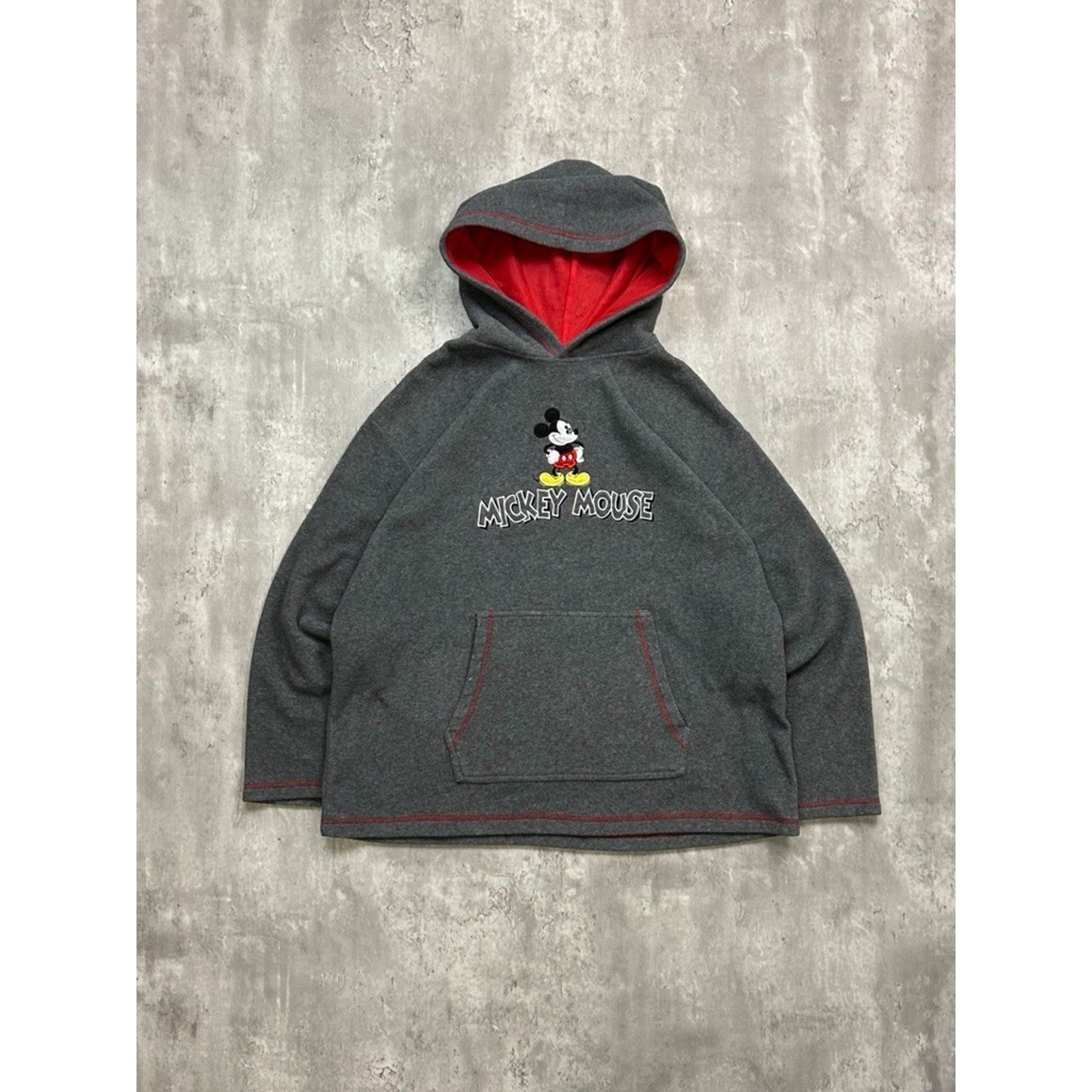 Vintage Disney Mickey Mouse Embroidered Fleece Hooded Sweatshirt Size XL