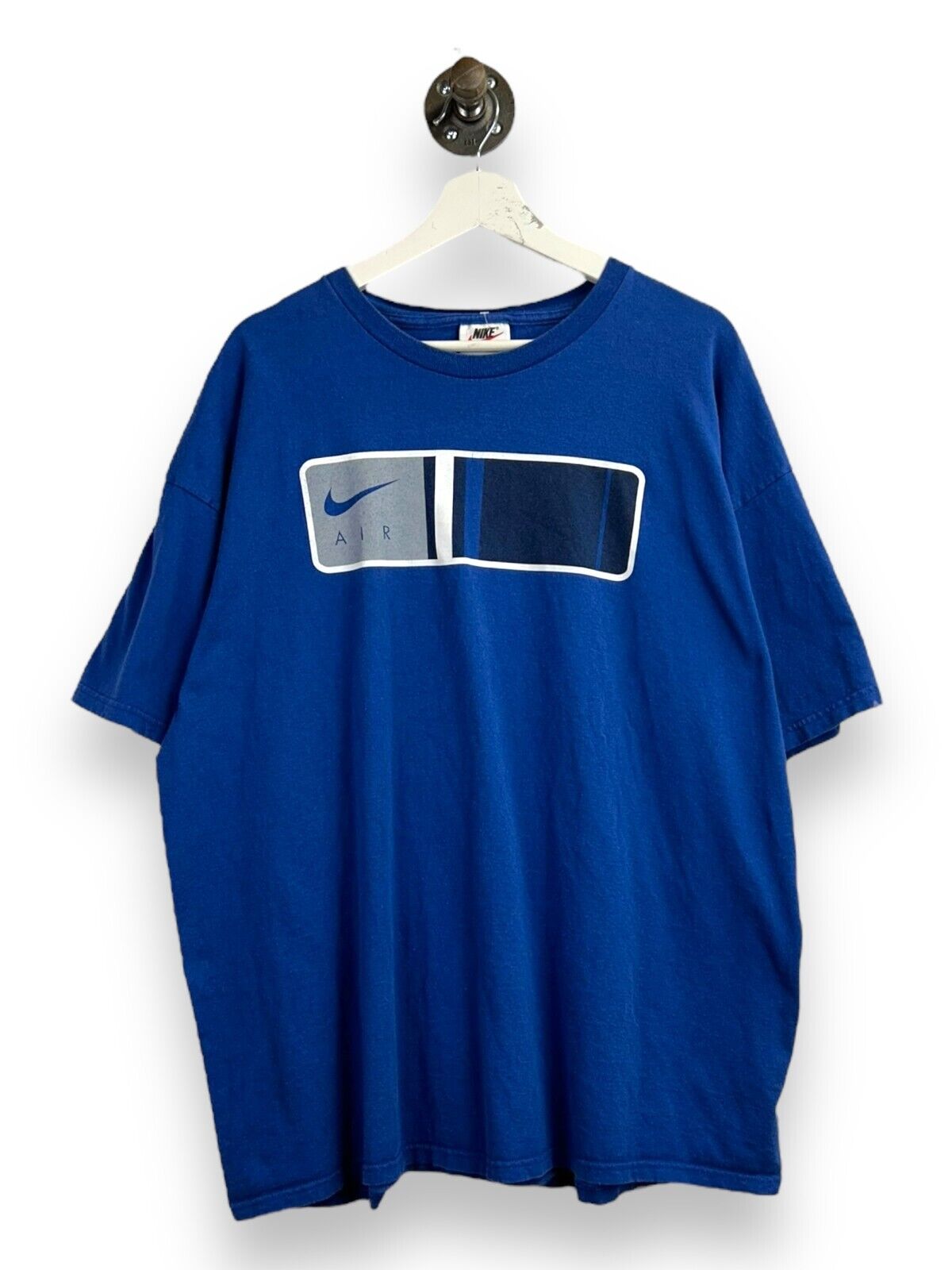 Vintage 90s Nike Air Box Logo Graphic T-Shirt Size 2XL Blue