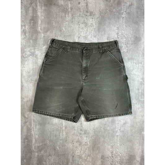 Vintage Carhartt Canvas Workwear Carpenter Shorts Size 37 Green