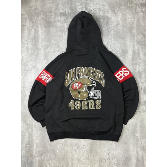 Vintage 90s San Francisco 49ers NFL Helmet Graphic Hooded Sweatshirt Size XL