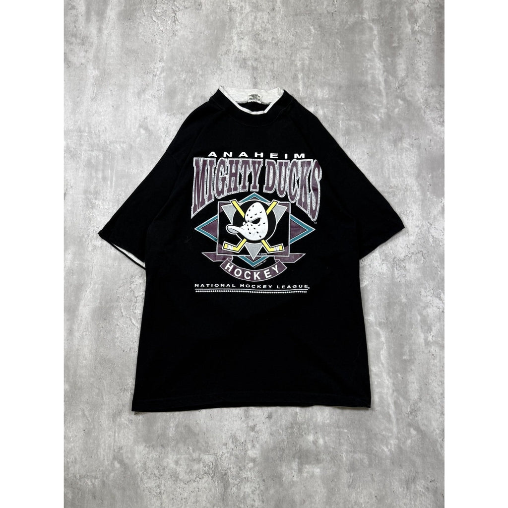 Vintage 1993 Anaheim Mighty Ducks NHL Big Logo Graphic T-Shirt Size XL