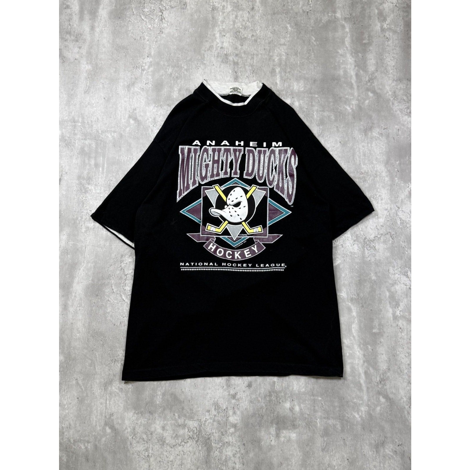 Vintage 1993 Anaheim Mighty Ducks NHL Big Logo Graphic T-Shirt Size XL