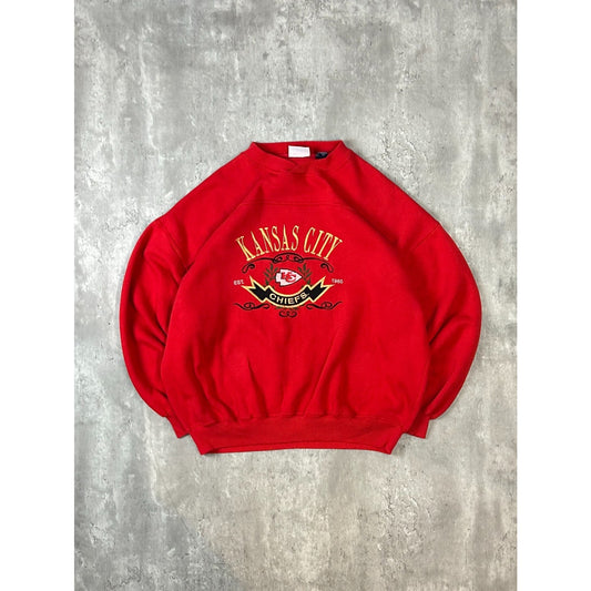 Vintage 90s Kansas City Chiefs NFL Embroidered Logo Football Sweatshirt Size XL