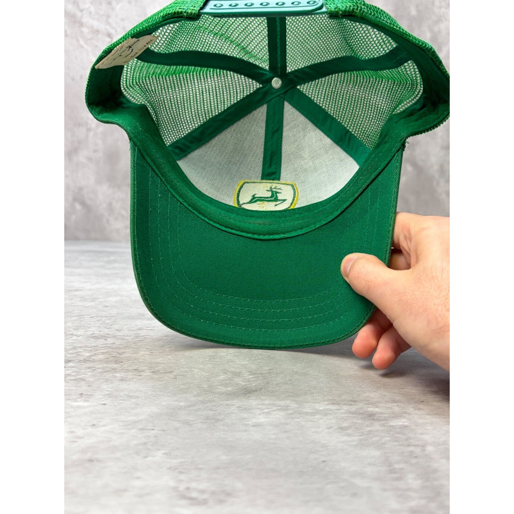 Vintage John Deere Embroidered Spellout Logo Snapback Hat OSFA