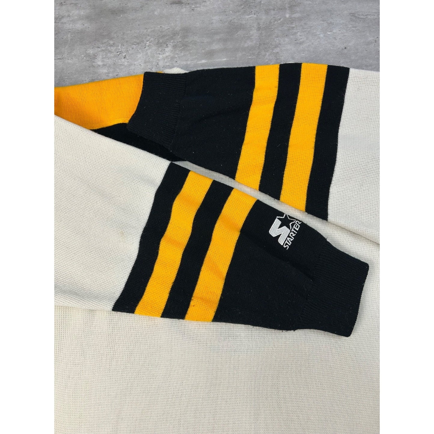 Vintage 90s Boston Bruins NHL Starter Jersey Style Knit Sweater Size Large