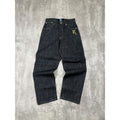 Vintage Y2K Womens Kani Embroidered Crown Dark Wash Denim Pants Size 14x28