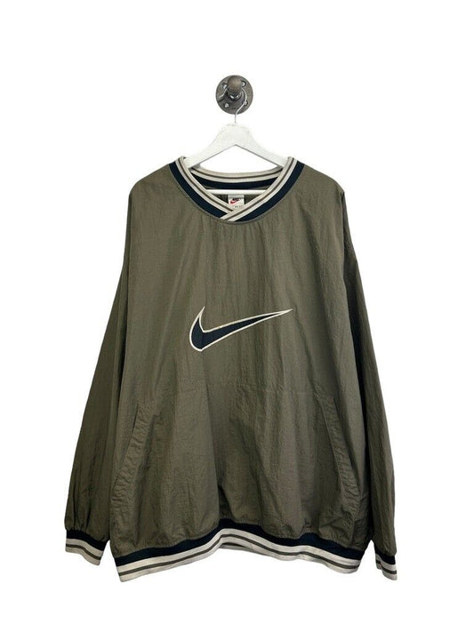 Vintage 90s Nike Embroidered Big Swoosh Earth Tone Pullover Jacket Size 3XL