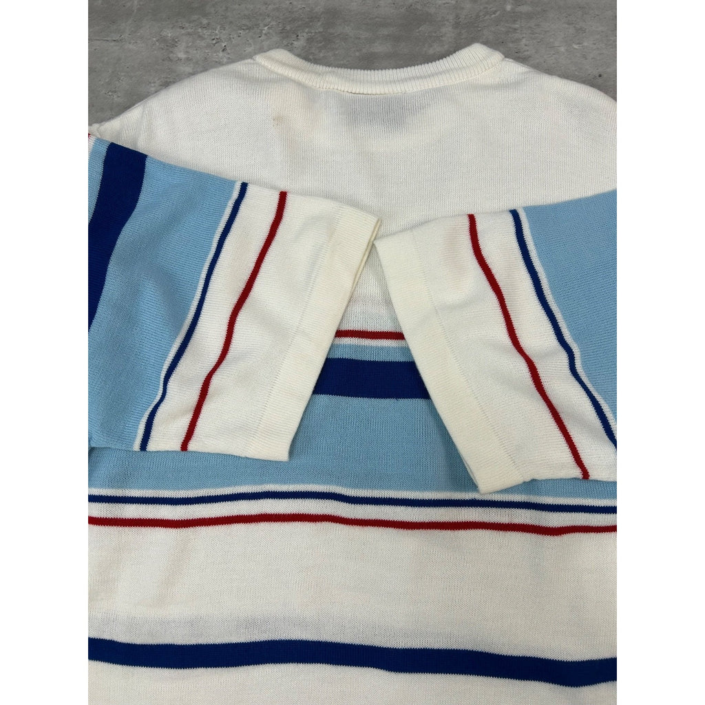 Vintage Y2K South Pole Striped Embroidered Logo Knit T-Shirt Size Large