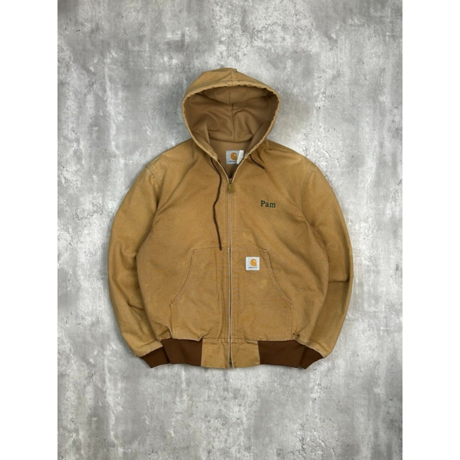 Vintage Carhartt Thermal Lined Canvas Workwear Hooded Active Jacket Size Medium