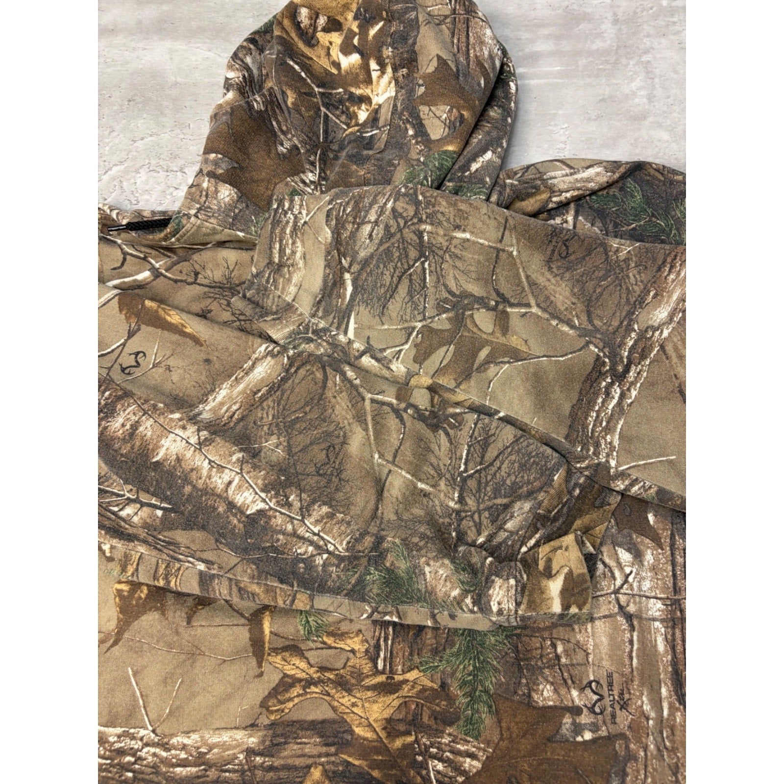 Vintage Realtree Xtra Tree Camo Hooded Hunting Sweatshirt Size Large