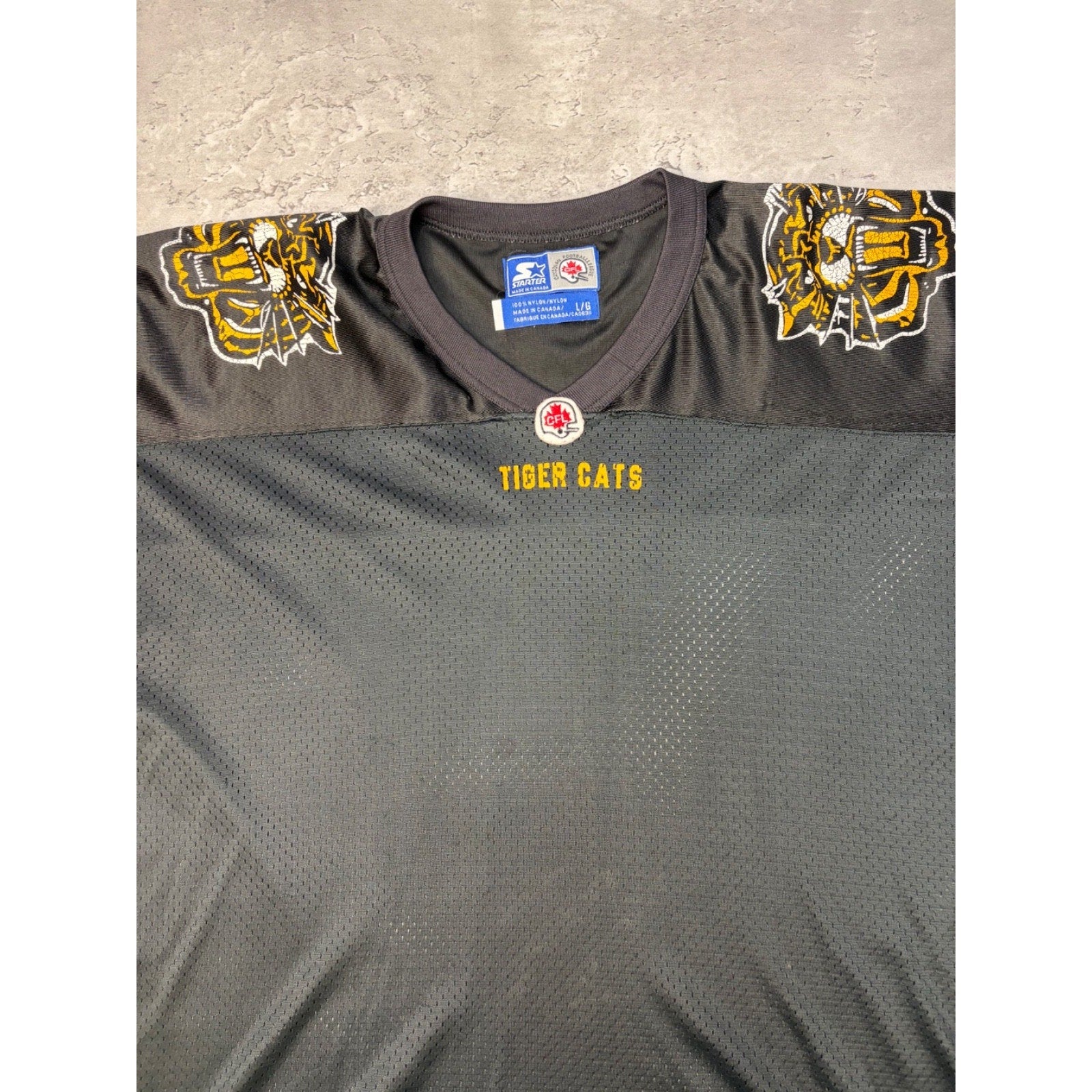 Vintage 90s Hamilton Tigercats CFL Starter Football Jersey Size Large
