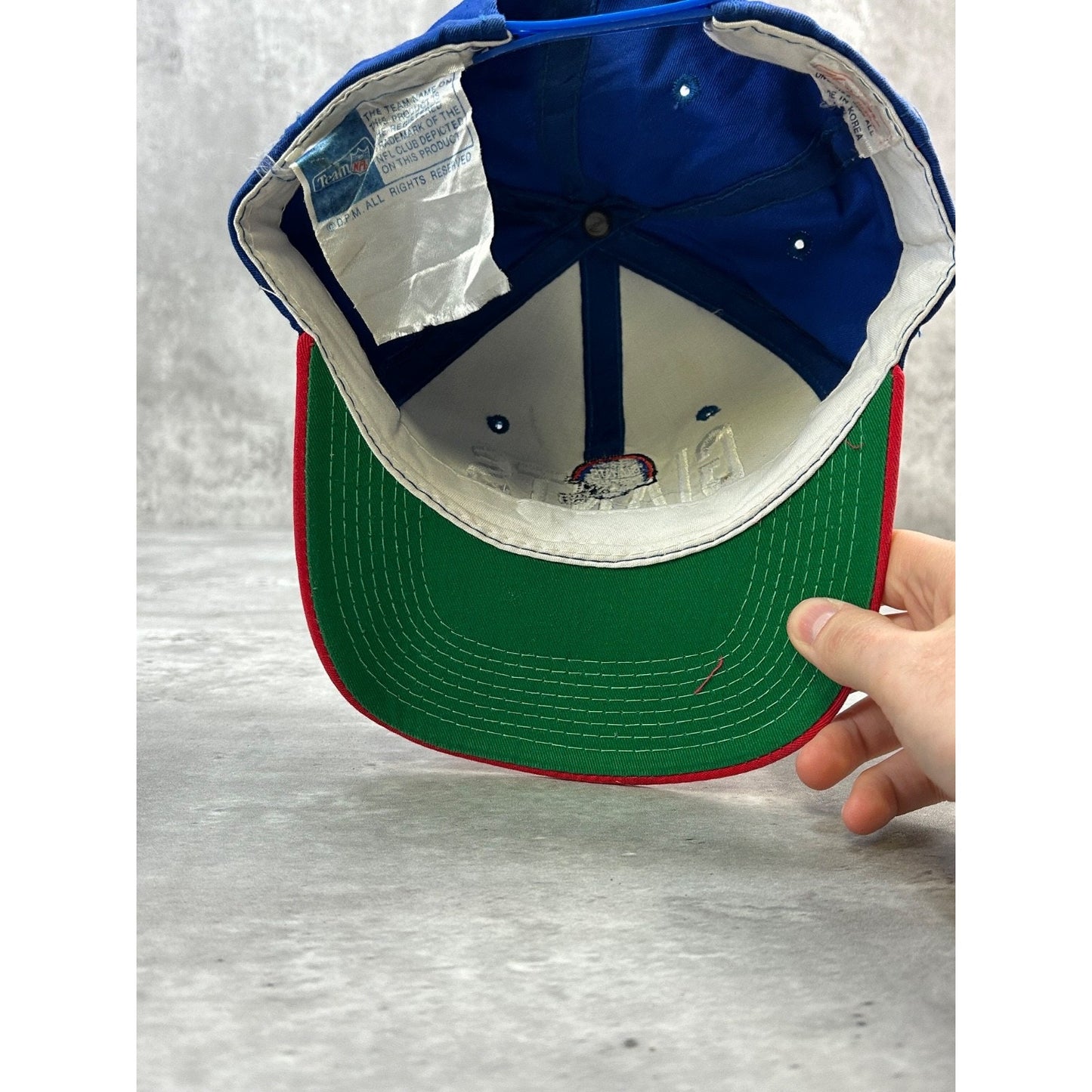 Vintage 90s New York Giants NFL Embroidered Spellout Football Snapback Hat OSFA