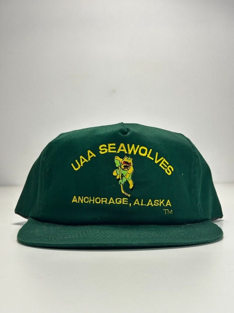 Vintage 90s UAA Seawolves Alaska Seawolves Hockey Snapback Hat OSFA