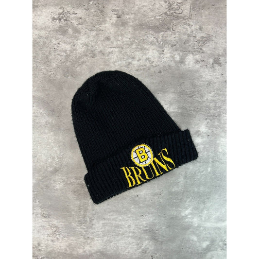 Vintage 90s Boston Bruins NHL Embroidered Logo Spellout Beanie Hat OSFA