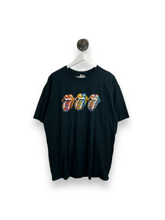 Vintage 2002 Rolling Stones World Tour Rock Music Graphic T-Shirt Size XL Black