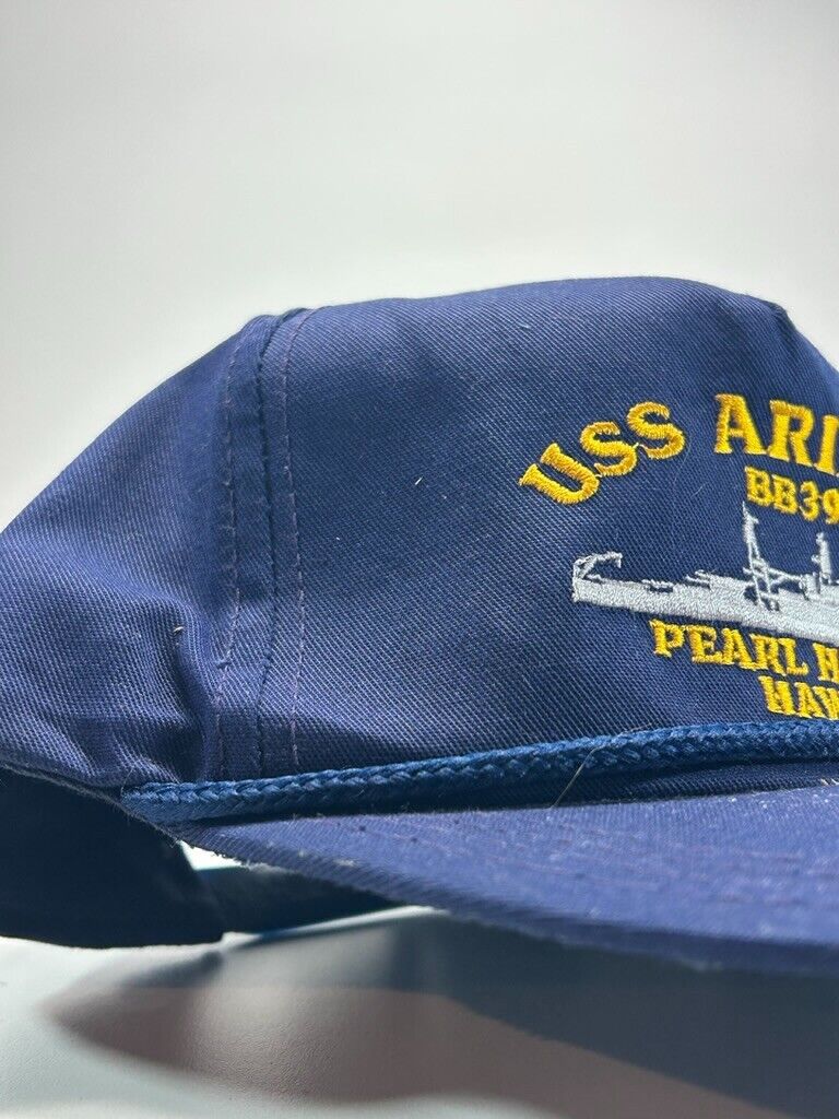 Vintage 90s USS Arizona Pearl Harbour US Navy Military Snapback Hat OSFA