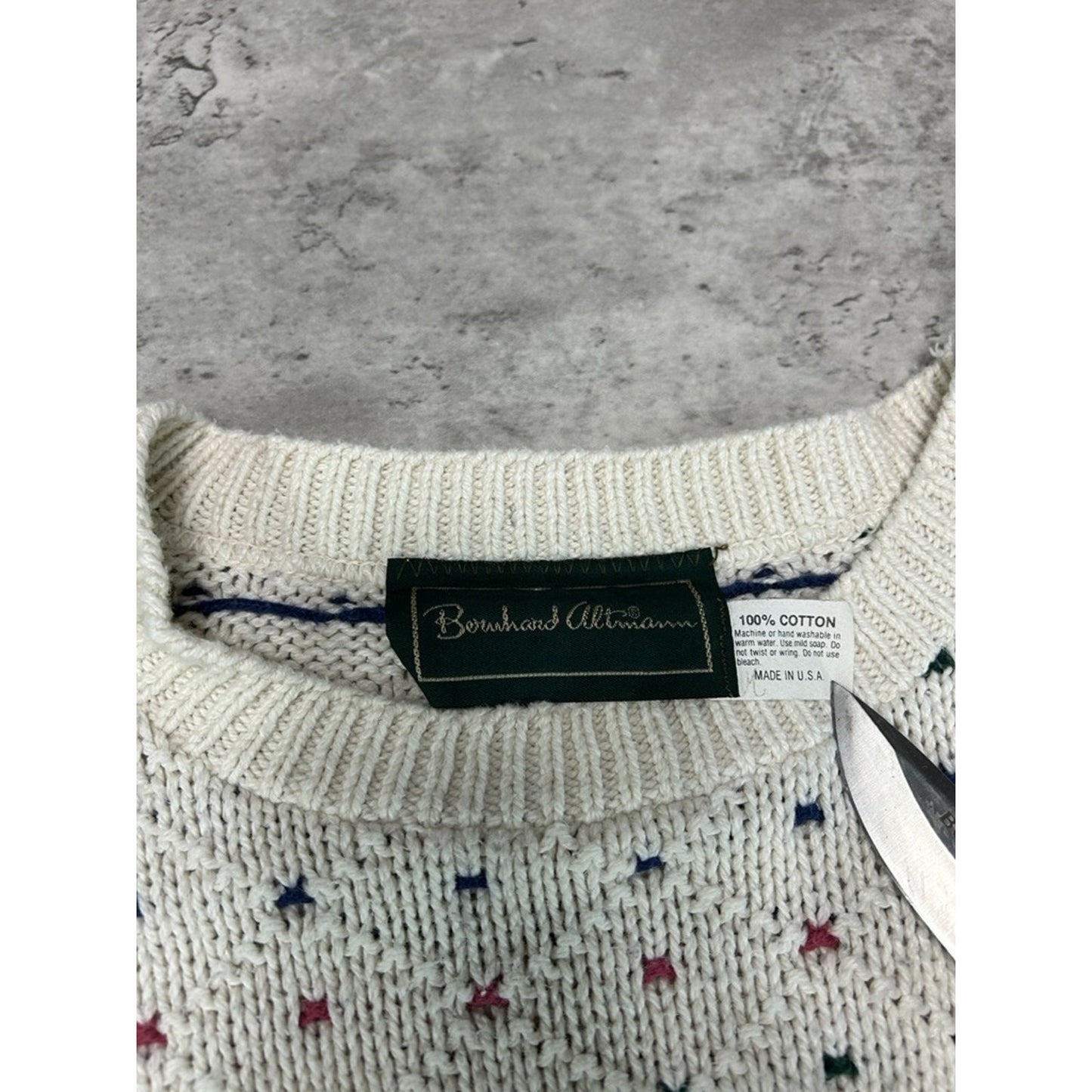 Vintage 90s Bernhard Altmann Abstract Spotted Print Pullover Sweater Size XL