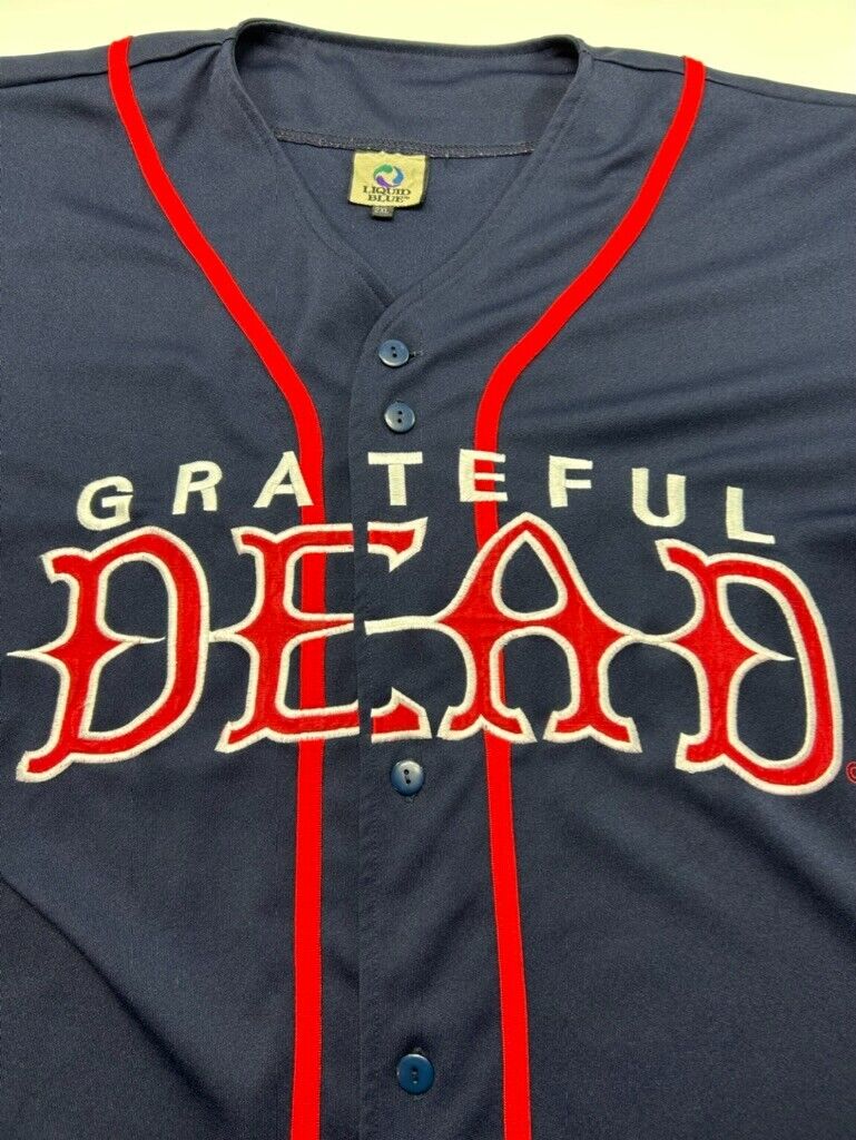 Vintage Y2K Grateful Dead Stitched Music Band Baseball Jersey Size 2XL Blue